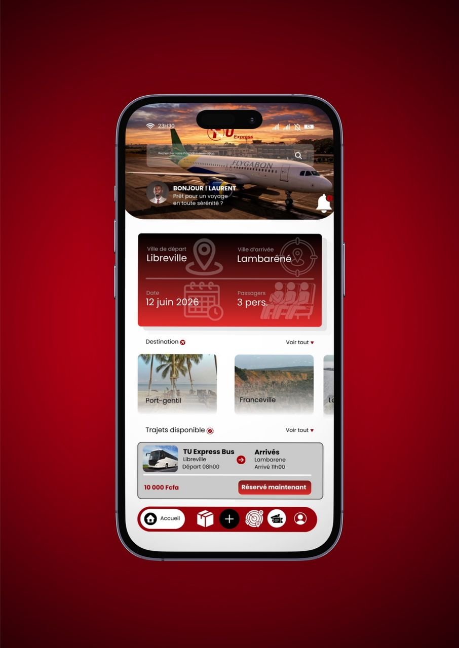 Écran principal TU Express — choisir votre trajet